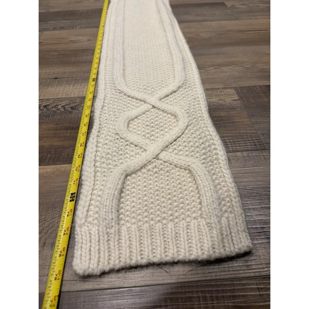 J.Crew Cable Knit Wool Acrylic Alpaca Warm Winter Wear Ivory Scarf 72x8in Women